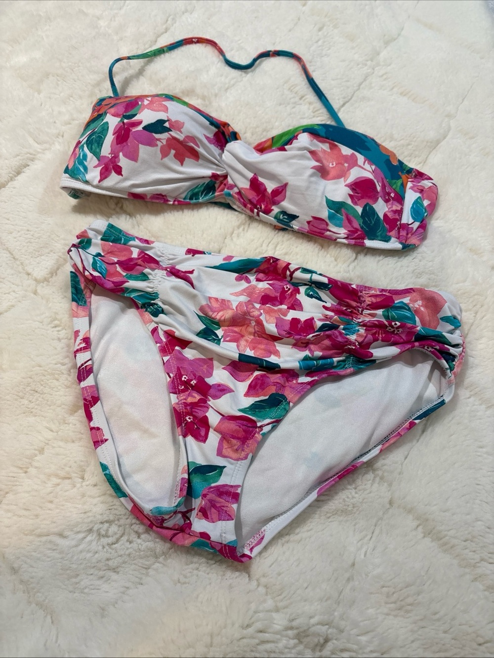Tommy Bahama Floral Bikini Bandeau Top XL Bottom M